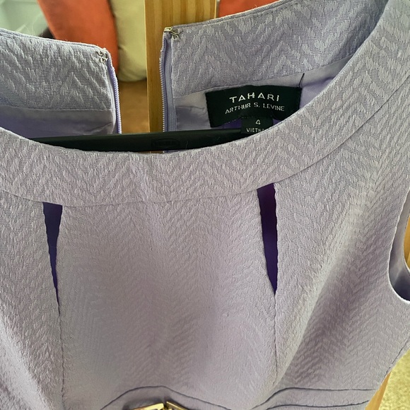 Tahari Lavender Midi Dress with Belt Detail Size 4 - Picture 3 of 7